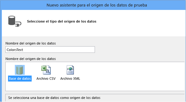 Agregar origen de datos de base de datos