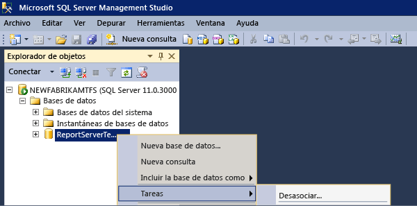 Las bases de datos existentes deben desasociarse antes de restaurar