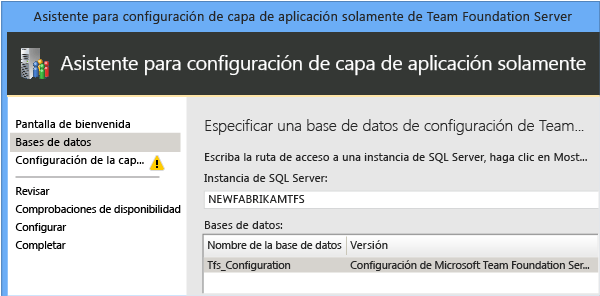 Seleccionar la instancia de SQL Server y el conjunto de copias de seguridad de bases de datos