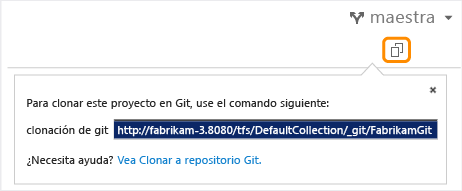 Copia de la dirección URL donde se va a clonar un repositorio manualmente