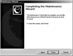 Advanced wizard unsuccessful Completion page