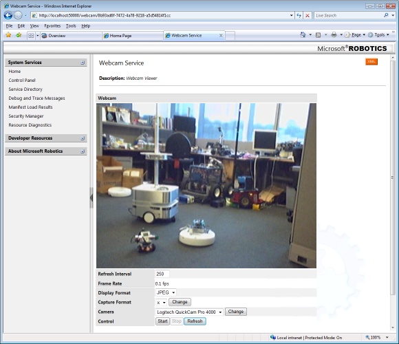 Sample WebCam service exposing data as structured data and as video.