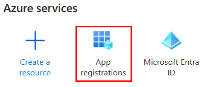 La captura de pantalla muestra los servicios de Azure para seleccionar los Registros de aplicaciones.