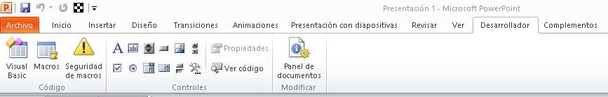 Ficha Programador de PowerPoint 2010