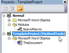 Explorador del proyecto del Editor de Visual Basic