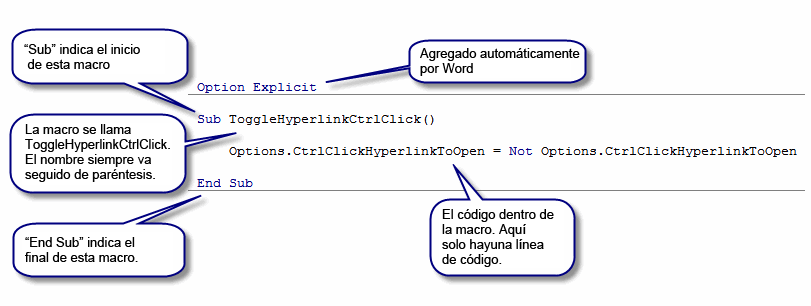 Código en la ventana Código del Editor de Visual Basic