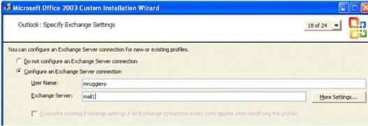 Configuración de una cuenta de Exchange en Office 2003 CIW
