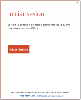 Una captura de pantalla de una ventana de inicio de sesión que le permite decidir si utilizar una cuenta de Microsoft o un identificador de organización para iniciar sesión.