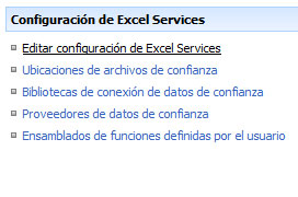 Configuración de conexión de datos de Excel Services