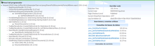 Captura de pantalla del panel del programador