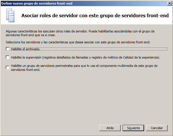 Definir un grupo de servidores front-end - Asociar roles de servidor