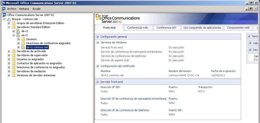 Consola de administración de Office Communications Server 2007 R2