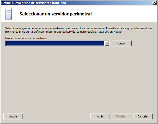 Cuadro de diálogo Seleccionar un servidor perimetral