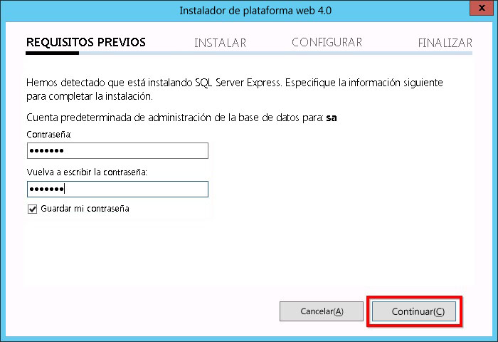 Instalación de SQL Express con WebPI en la Administración de servicios