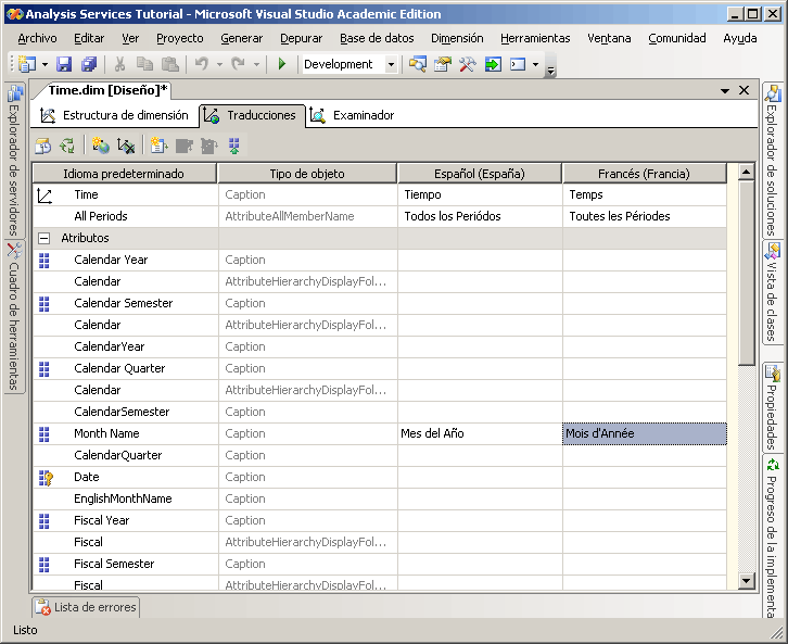 Especifique traducciones para cada miembro