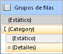 Grupos de fila, avanzados, sin encabezado de grupo.