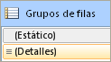 Grupos de fila, avanzados para tabla predeterminada