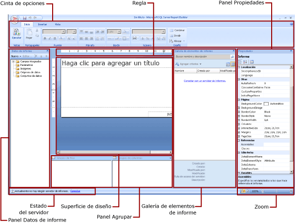 Vista de diseño de informe