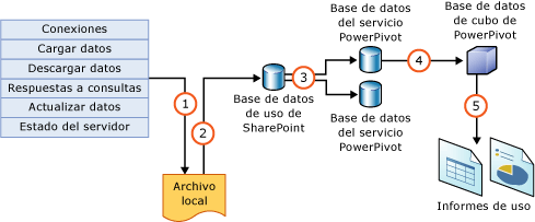 Componentes y procesos de la colección de datos de uso.