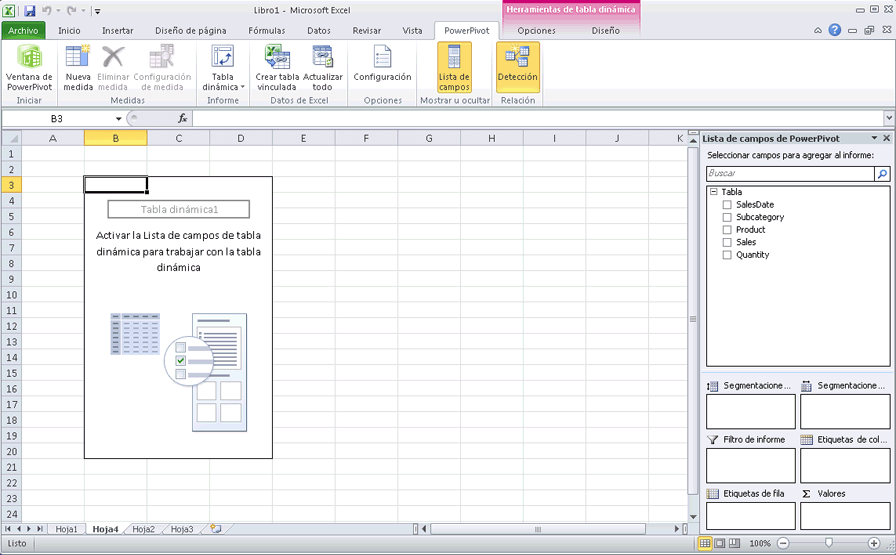 Ficha PowerPivot en Excel con llamadas