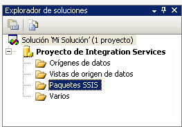 Proyecto y carpetas de Integration Services