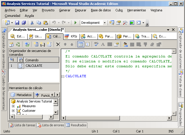 pestaña Cálculos del Diseñador de cubos