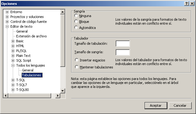 Apariencia del cuadro de diálogo Fichas