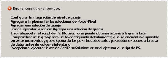 Error en la herramienta de configuración