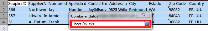 Excel - Cuadro de diálogo Combinar datos - Minimizado