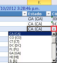 Excel - Lista desplegable con los estados