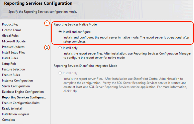 Configuración del modo nativo de SSRS