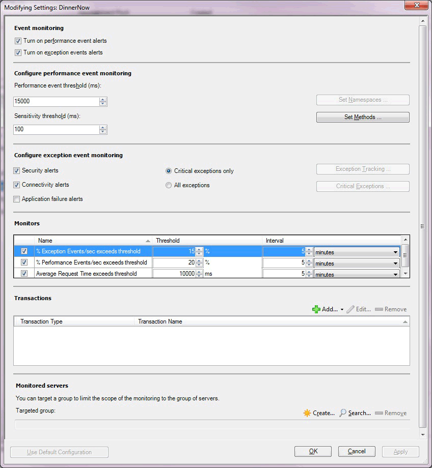 Modificación de la configuración de servidor