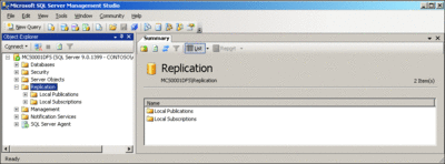 Figura 6 SQL Server Management Studio: Replicación