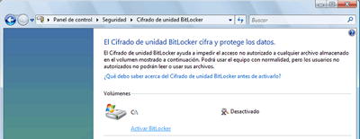 Figura 2 Habilitación de BitLocker