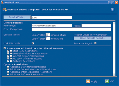 Figure 3 Restricting User Options