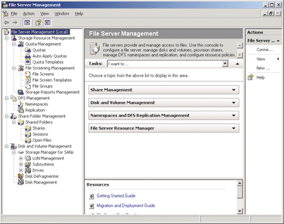 Figure 3 File Server Management Console