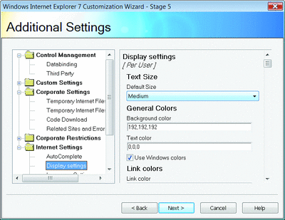 Figura 2 Personalización de las características de Internet Explorer