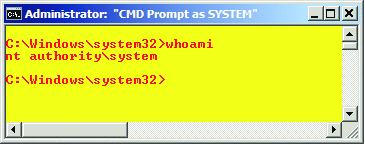 Figura 3 El símbolo del sistema de CMD como Sistema se debe usar de manera responsable
