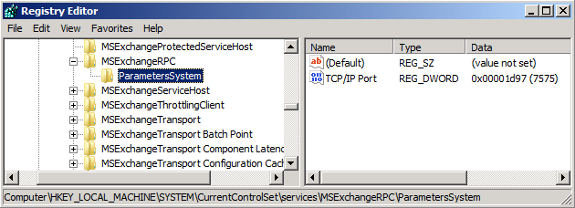 Configuración de un puerto estático para el servicio CA de RPC en un servidor de CAS. Figura 3.
