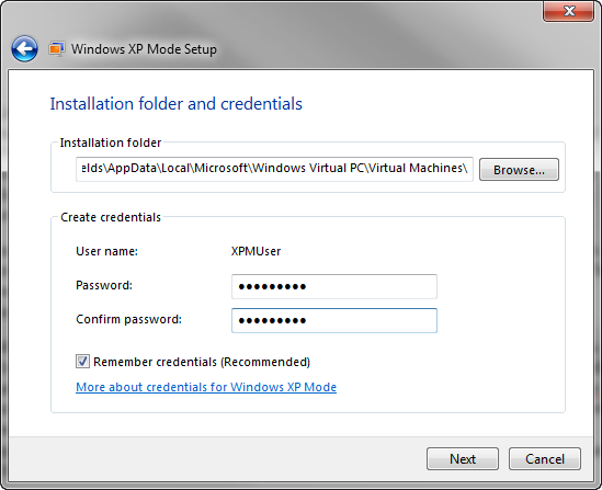 Instalación del modo Windows XP Fig. 1