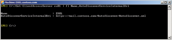 FQDN for the internal Autodiscover service URI.