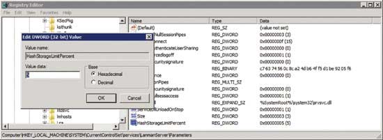 You can use the system registry to regulate the amount of disk space that’s used by BranchCache.