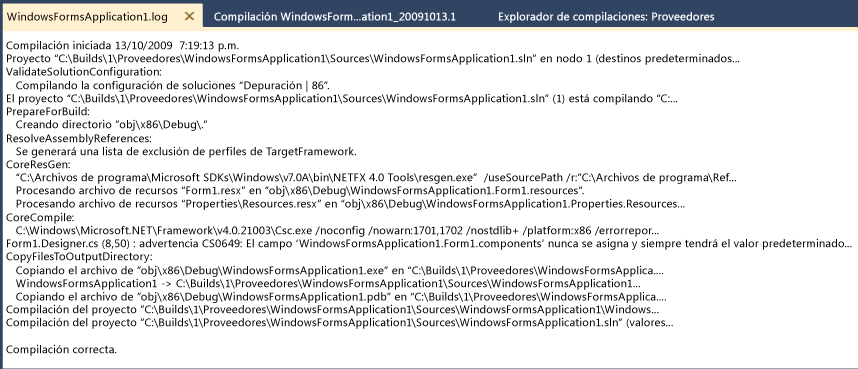 Script de compilación del archivo de registro