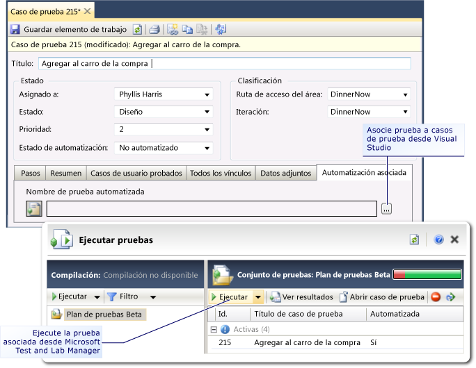 Ejecutar pruebas automatizadas con Microsoft Test Manager