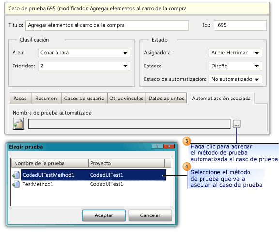 Asociar automatización a caso de prueba