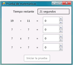 Prueba matemática en curso