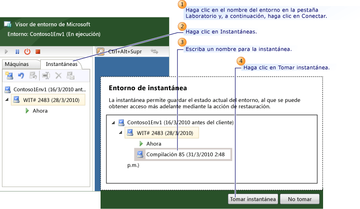 Pasos para tomar una instantánea