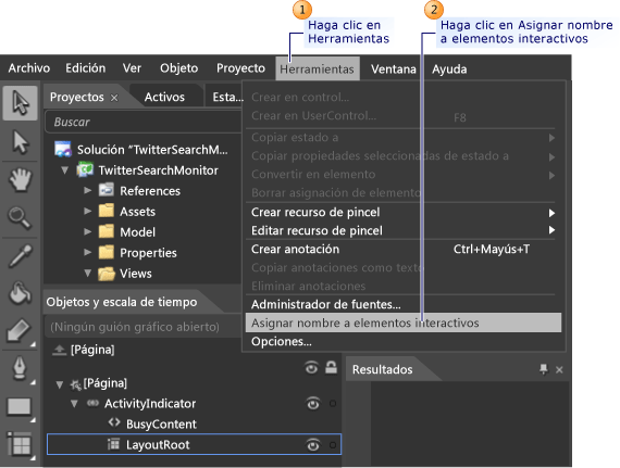 Usar Expression Blend para asignar nombres únicos