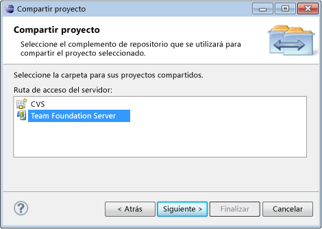 Compartir proyecto para Team Foundation Server