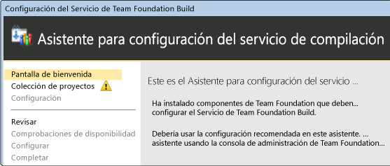 Asistente para configuración del servicio de compilación